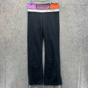 Lululemon Pants Women 6 Wide Leg Black Black Flare Logo Active Wear Groove Yoga